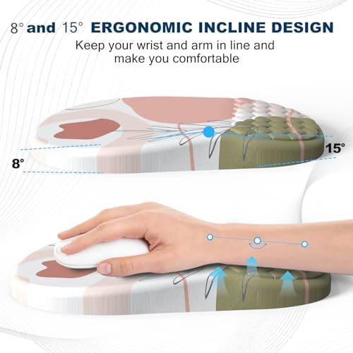 Ergonomic Mouse Pad and Keyboard Wrist Rest with Massage Design, Space-Saving Mouse Pad Wrist Support, Memory Foam Wrist Rest with Non-Slip PU Base for Computer Desk, Rose - Image 3