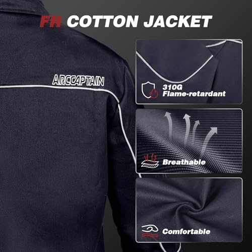 ARCCAPTAIN Welding Jacket, 11oz Flame Resistant Cotton Welding Jackets - Image 3