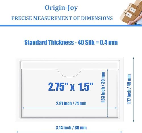 Origin-Joy 35 PCS Self Adhesive Index Card Pockets with Top Open, Clear Plastic Label Holder for Notes, Library and Business, Adhesive Label Pockets & Holder (2.75 x 1.5 inch) - Image 2