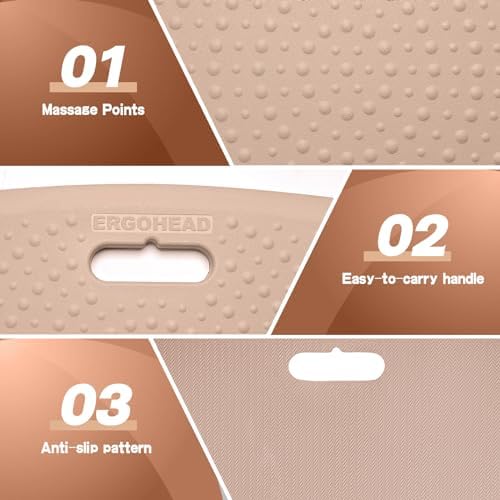 3/4 Inch Portable Anti Fatigue Standing Mat with Massage Points, Comfort Foot Standing Pad for Office Desk with Handle, Cushioned Kitchen Mat for Office & Home (Rose Gold, 17" X 22") - Image 3
