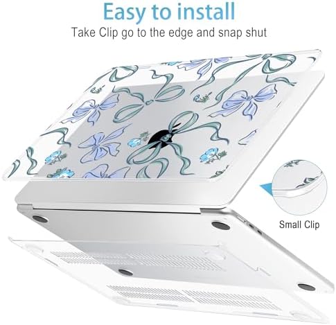 Mektron for 2026/2025/2024/2023 MacBook Air 15 INCH M5 A3448 /M4 A3241 /M3 A3114 /M2 A2941 Case, Printed Plastic Hard Shell Cover with 15.3" Liquid Retina Display Touch ID, Bows C355 - Image 5