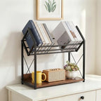 Desktop Bookshelf Organizer, 2 Tier Wood Desk Shelf for Tabletop Storage, Small Desktop Shelf for Office Home Dorm, Table Shelf Book Rack for Books/Supplies/Decor Display (Black) - Image 2