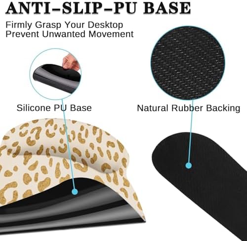 Arttown Keyboard Mouse Pad Set, 4 in 1 Desk Mat Set Leopard Gold - Image 5