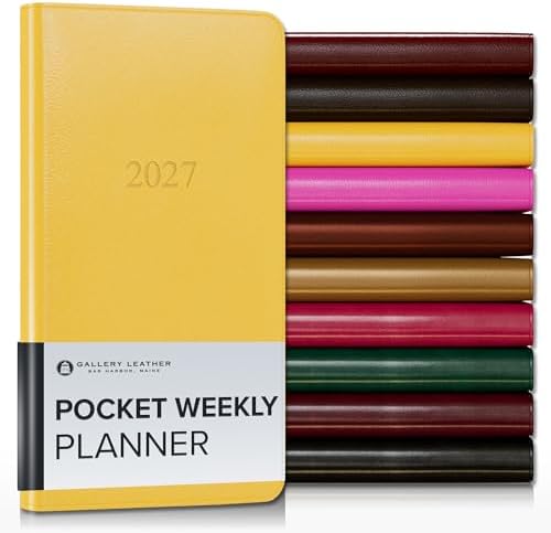 Gallery Leather Pocket Weekly Planner 2026-2027 Caribbean Yellow by GalleryLeather