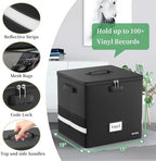 DocSafe Vinyl Record Storage Box with Lock,Fireproof＆Water Resistant Record Organizer Storage for 100+ Single Records(12-inch),Collapsible Storage Crate with Lid&Handles for Valuable Album Collection - Image 3