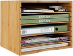 Bamjoy Bamboo 5 Tier Desktop Organizer, Paper Organizer Mail Sorter, File Holder Letter Document Storage with Adjustable Shelves for School Home Office, Natural - Image 6