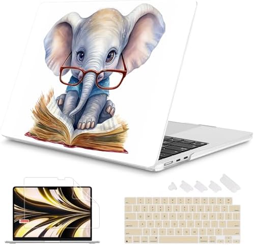 Mektron Case for 2026 MacBook Air 13-inch M5 Laptop A3449 with 13.6-inch Liquid Retina Display, 2025 2024 2022 M4/M3/M2 MacBook Air 13" Hard Shell Cover, Model A3240 A3113 A2681, Cute Elephant C341 by Mektron