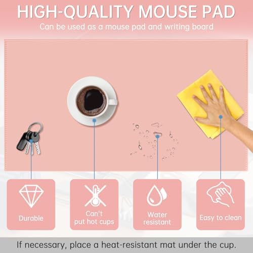 AKOZLIN 35.4"x 18.9" Soft PU Leather Surface Office Desk Mouse Mat Anti-Push Pad with Full Grip Fixation Lip Table Blotter Edge-Locked Protector Pink - Image 6