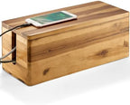 TIDITA 16" L Wooden Cable Management Box Round Edge, Magnetic Lid, Large by TIDITA