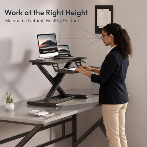 FLEXISPOT Standing Desk Converter 28" Desk Riser for Small Spaces, Compact Desktop Riser Sit Stand Computer Workstation, Stand Up Desk Converter for Laptop & Single Monitor, Black - Image 6
