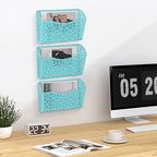 EasyPAG 3 Single Wall Mount File Organizer Vertical Metal Wall Pocket File Holder for Office, Home, School, Blue - Image 5