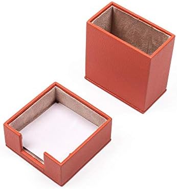 MOOGCO Leather Document Tray - Pen Holder - Note Paper Holder -3 Accessories-Desk Organizer - Office Desk Accessories - Desktop Storage - 3 PCS (ORANGE) - Image 3