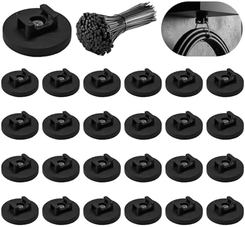 24pcs 43mm Magnetic Zip Tie Mount, Multi-Functional Cable Holder, Suitable for Industrial Cable Management and Home Cable Organizing. 24 Mounts and 100 Nylon Cable Ties by Unknown