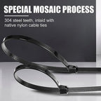 Blulu 7 Inch 1000 Pcs Black Cable Ties with Metal Tooth Self Locking - Image 4