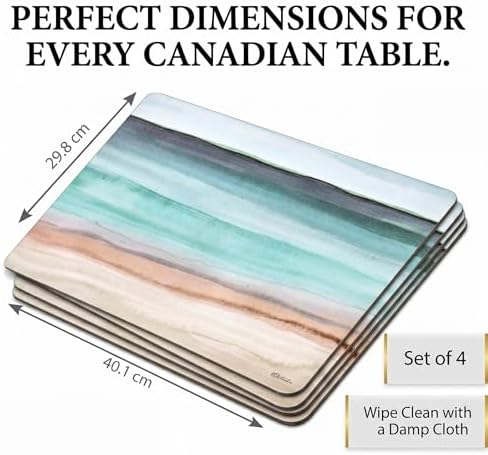 Pimpernel Coastal Shore Placemats, Set of 4 – (15.7" x 11.7") Cork-Backed Board with Lacquer Finish, Heat & Stain Resistant Surface Protectors for Dining Room, Kitchen & Beach-Inspired Décor - Image 4