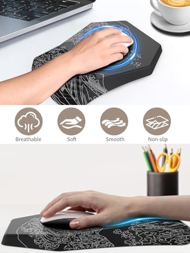 3-in-1 Ergonomic Keyboard Stand with Wrist Rest & Mouse Pad Set, Black Wave - Image 5