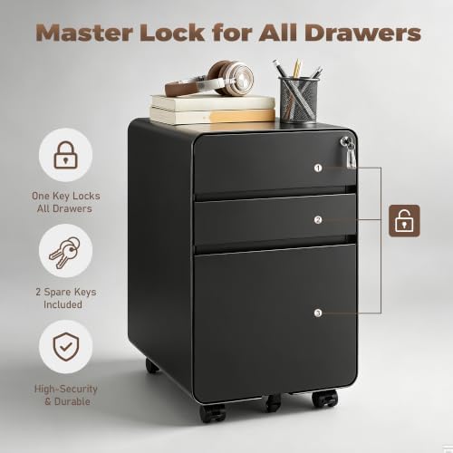 Approgreent 3 Drawer Mobile File Cabinets for Home Office - Image 7