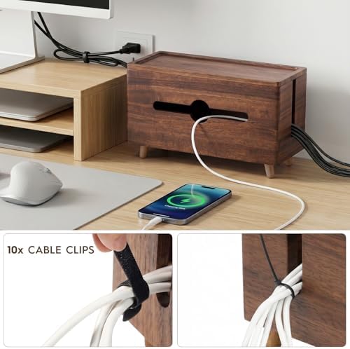 Extra Large Cable Management Box，Wood Cable Organizer Box,Power Strip Box & Organizer for Power Strip, TV Wires & Desk Cable Storage,Hide Desk Cord and Floor Cables - Image 5
