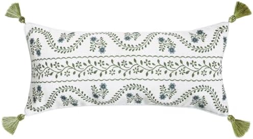 ISAENNE Designer Vintage Linen Throw Pillow Cover,28"x12"-Mosella D by Isaennehomedecoration