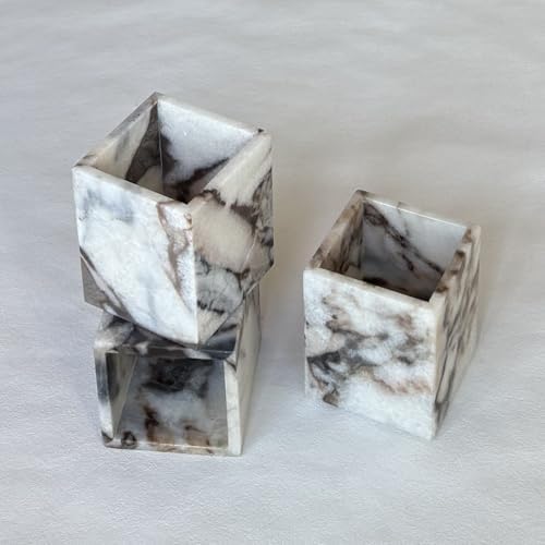 Natural Marble Stone Square Storage Container Empty Vessel Holder Cup for Candle/Pens/Sundries items (White Elephant Marble) - Image 5