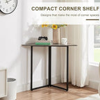 VECELO Corner Shelf, End Side Tables, Triangle Shelves with Metal Frame for Small Space, Living Room, Kitchen, Bathroom Classic Grey - Image 3