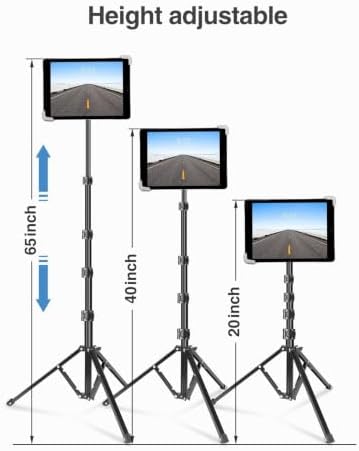 elitehood iPad Tripod Stand, Aluminum Alloy iPad Stand, 360 Rotation Adjustable Height iPad Stand Holder for Floor, Universal Compatible with All 7.9-11 Inch Tablet - Image 4