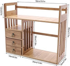 Bamboo Desk Book Shelf,Desktop Bookshelf Storage Rack Tabletop Standing Organizer Bookshelf with 3 Drawers,Freestanding Desk Bookcase for Home Dormitory Offices (Natural) - Image 3