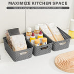 12 Pack Plastic Storage Baskets for Organizing, Storage Baskets for Shelves with Handles, Small Storage Bins with Labels, Classroom Storage Organization for Cabinet,Closet, Office,Gray - Image 6