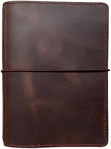 Travelers Notebook Cover with Inner Pockets, Card Slots and Pen Holder, B6 Size, Dark Brown by newestor