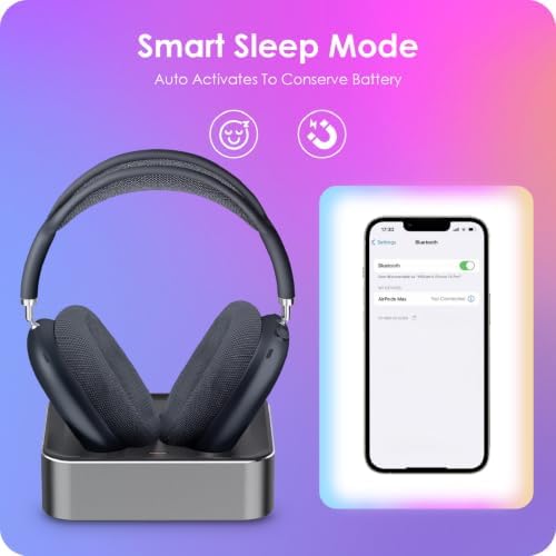 Headphone Charging Station for AirPods Max 1 & 2 - Magnetic Charger Dock with Lightning & USB-C Connectors, LED Indicator, Easy Drop-in Charging (Upgraded Titanium) - Image 4