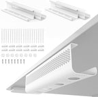 KHAMAL Cable Management Under Desk 52PCS - Cable Management Tray Kit Ventilated Hexagonal Design with Cable Clips, Wire Ties, Cord Holder & Screws for Office, Home - 4 White Sets by Unknown
