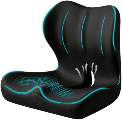 Seat Cushion for Office Chair and Car, Ergonomic Memory Foam Seat Cushion with Lumbar Support Pillow, Orthopedic Cushion for Sciatica & Back Pain, Black by Unknown