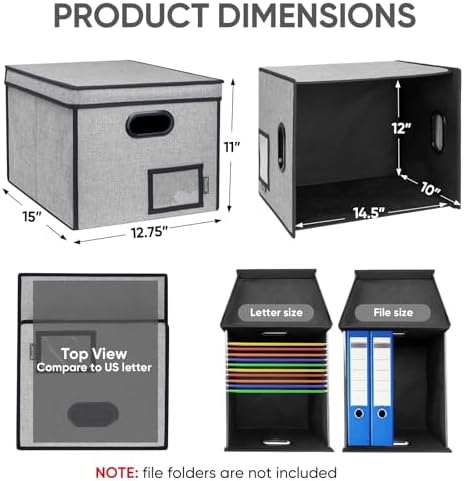 BALEINE File Organizer Box with Lid, Collapsible Hanging File Storage Box - Image 3