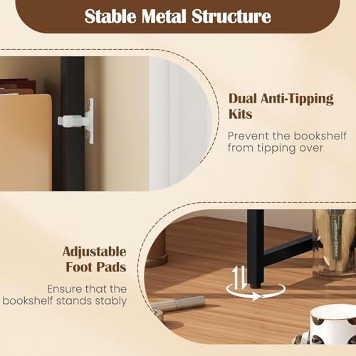 BECOMFORT 37" Desktop Bookshelf, Desk Hutch Dorm with DIY Metal Pegboard - Image 5