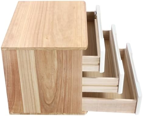 Wooden Desk Organizer with Lockable Drawers, 3-Tier Countertop Storage Cabinet File Cabinet Jewelry Organizer Home Office Supplies Organization Unit (Wood Color&White-1 Lock) - Image 5