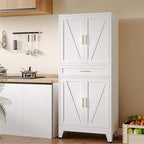COFaR 71" Tall Pantry Cabinet with Drawer, White Storage Cabinet with Adjustable Shelves, 3-Section Freestanding Cupboard for Kitchen Organization - Image 3