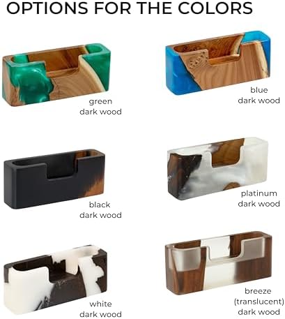 RWA Business Card Holder – Luxury Square Desk Organizer, Stylish Office Decor, Slim Card Holders - Wood & Epoxy Card Display Stand for Men and Women, Office Desk Accessories - SMART, white - Image 6