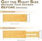 DoubleFill 4 Pcs 6 Inch High Drawer Dividers 15"-22" Adjustable, Wood Color - Image 2