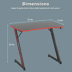 BestOffice | 35" Gaming Table | Red | Z-Shaped Computer Desk - Image 2