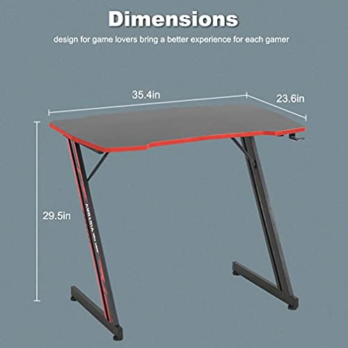 BestOffice | 35" Gaming Table | Red | Z-Shaped Computer Desk - Image 2