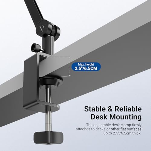 NEEWER BASICS Microphone Boom Arm, 31" Flexible Mic Desk Stand Mount, Compatible with Blue Yeti FIFINE AM8 K669B HyperX QuadCast S SoloCast AT2020 Shure SM7B MV7 for Gaming Streaming Recording, MS050 - Image 4