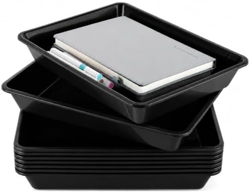 gisgfim 12 Pack Letter Size Stackable Paper Trays for Classroom, Black by gisgfim