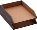 Leather Letter Tray, Thipoten Stackable Desk Organizer Holder for Office Supplies, Paper, File, Magazine, Perfect Office Organization for Desktop (Brown-2Tiers) by THIPOTEN