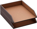 Leather Letter Tray, Thipoten Stackable Desk Organizer Holder for Office Supplies, Paper, File, Magazine, Perfect Office Organization for Desktop (Brown-2Tiers) by THIPOTEN