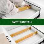 VaeFae 12-Pack Adjustable Bamboo Drawer Dividers, Expandable Drawer Organizer for Kitchen Utensils, Clothes, Bathroom, Office – Fits Drawer Interiors 16.6" to 21.8" - Image 5