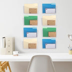 EASEPRES 16 Pack Clear Single Pocket Hanging File Organizer, Plastic Wall Mount Paper Mails Magazines Holder, Mounted Folder Bins for Office, School and Home, 13.85x3.14x6.88 inches - Image 6