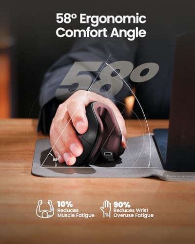 ProtoArc EM11 NL Wireless Ergonomic Vertical Mouse, Rechargeable, Wine Red - Image 7