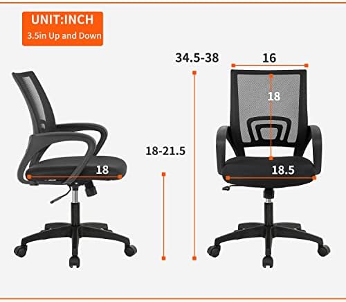 BestOffice Ergonomic Office Chair | Mid-Back Swivel Desk Chair | Black - Image 3