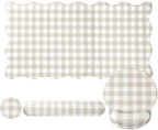 Sabary Gingham Desk Mat Scalloped Beige, 31.5 x 15.7 Inch by Sabary