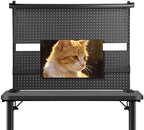 Steel Stand Pegboard with Monitor Stands Computer Accessories Clamp On Desk Organizer Shelf 51 X 34 Inch for Office Gaming Desk Workbench - Image 2